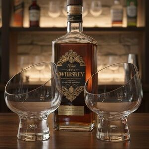 Kosta Boda Brand Pippi Pattern Controlled Bubble Slanted 5 1/2” Whisky Glasses.